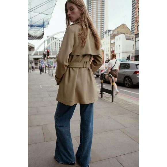 ZARA SUEDE EFFECT TRENCH COAT - Picture 4 of 8